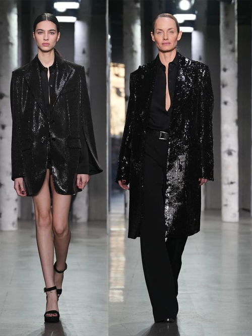 michael kors collection 2023秋冬系列,光泽露腰,流苏开叉