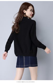r新品秋冬2047热销女式纯色贴皮立领休闲针织女装 韩版长袖外套