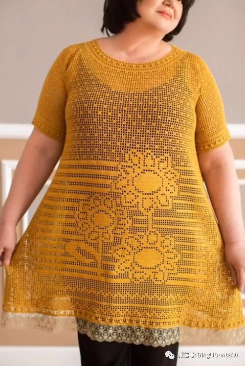 针织作品 华丽的网眼蕾丝大码针织服饰