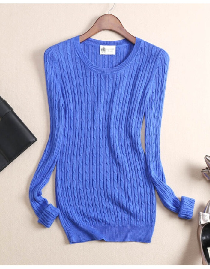 VKQUE16秋季新品 经典圆领百搭羊毛打底针织衫女T3 咖啡 S